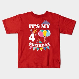 Kids It's My 4th Birthday Celebrating four years Kids T-Shirt